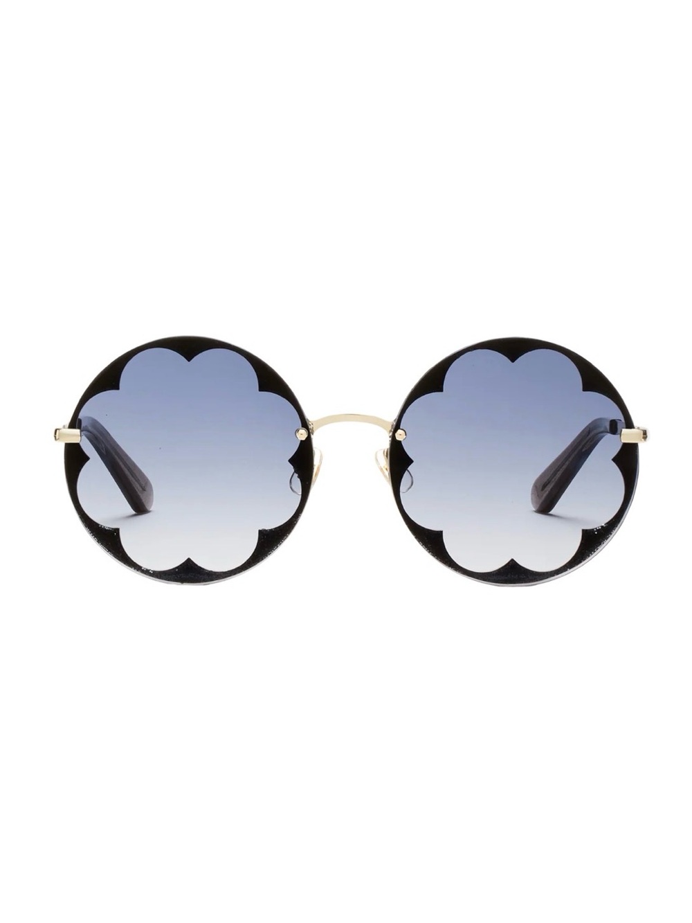 Kate Spade Alivia Round Flower Scalloped Sunglasses - Black/ Blue Gradient